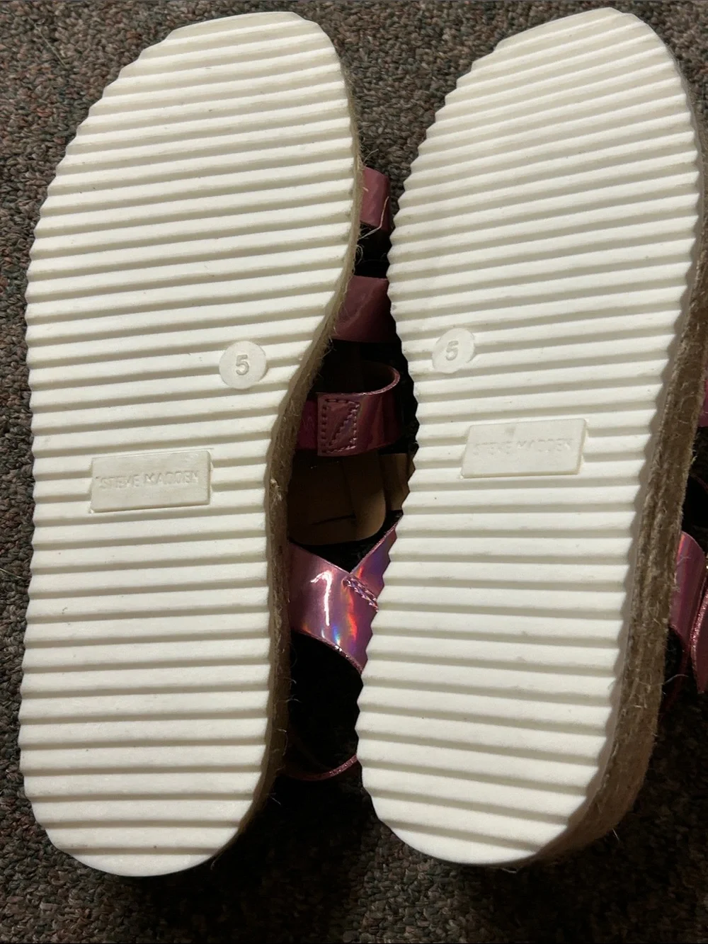 Steve Madden Holographic Pink Strappy Platform Sandals